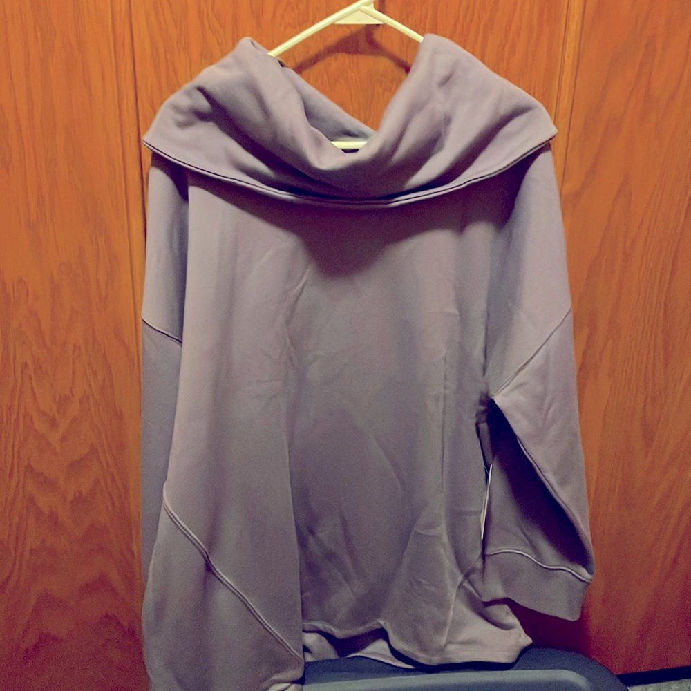 Purple cowl neck sweatshirts